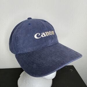 Vintage 90's Canon EOS Hat - Blue - Leather Strapback - Made in USA